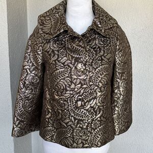Banana Republic Silk Metallic Brown Gold Blazer With Oversized Buttons  Size XS